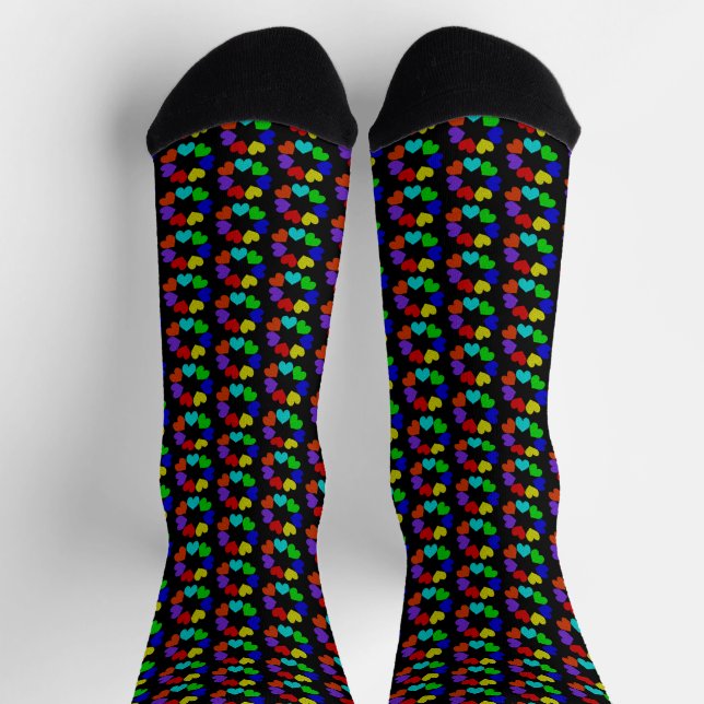 Floral Rainbow Love Hearts Patterned Socks (Top)