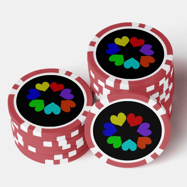 Floral Rainbow Love Hearts Poker Chips (Stack)