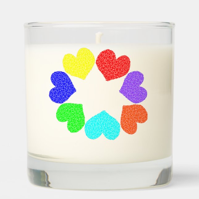 Floral Rainbow Love Hearts Scented Candle (Front)