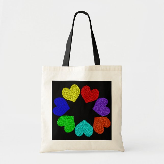 Floral Rainbow Love Hearts Tote Bag (Front)