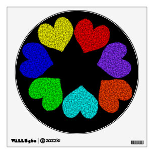 Floral Rainbow Love Hearts Wall Decal
