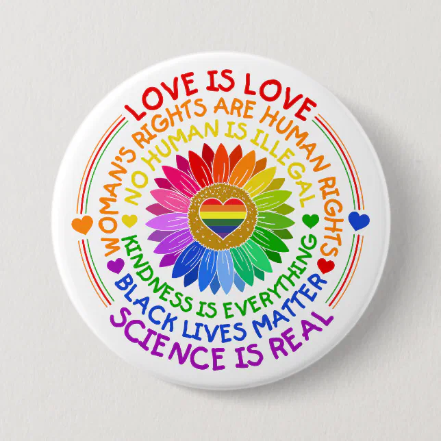 Floral Rainbow Political and Social Stand Button (Front)