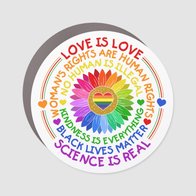 Floral Rainbow Political and Social Stand Car Magnet (Front)