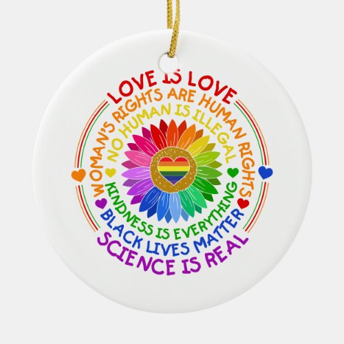 Floral Rainbow Political and Social Stand Ceramic Ornament