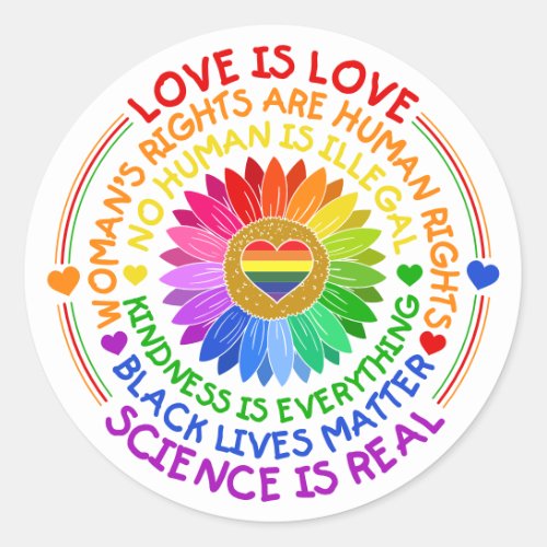 Floral Rainbow Political and Social Stand Classic Round Sticker
