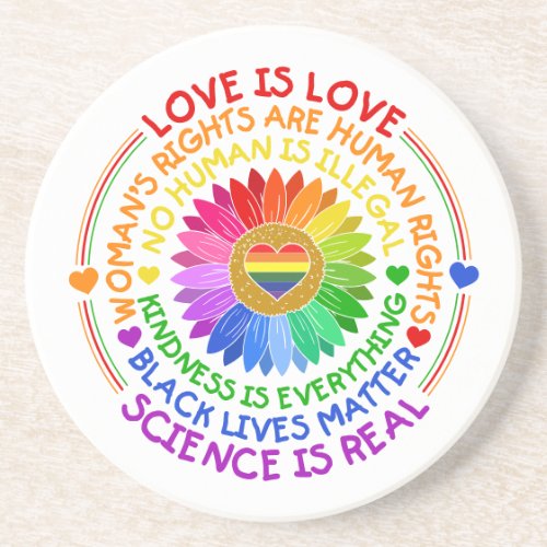 Floral Rainbow Political and Social Stand Coaster