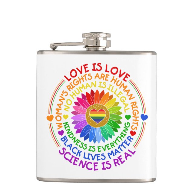 Floral Rainbow Political and Social Stand Flask (Front)