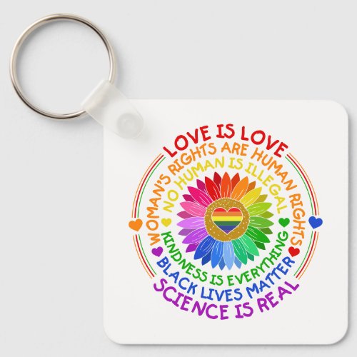 Floral Rainbow Political and Social Stand Keychain