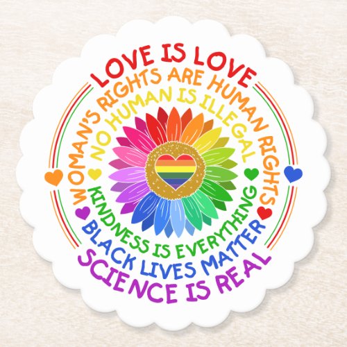 Floral Rainbow Political and Social Stand Paper Coaster