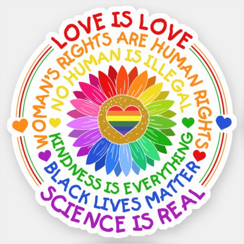 Floral Rainbow Political and Social Stand Sticker