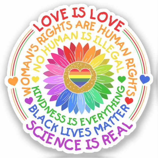 Floral Rainbow Political and Social Stand Sticker (Front)