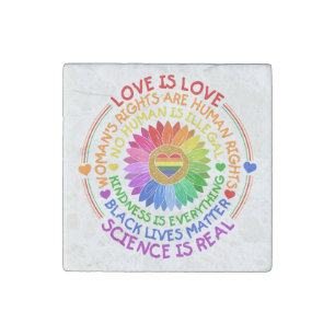 Floral Rainbow Political and Social Stand Stone Magnet