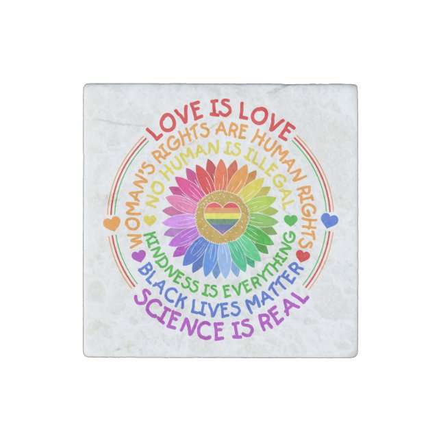 Floral Rainbow Political and Social Stand Stone Magnet (Front)