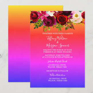 Floral Rainbow Same-Sex Marriage wedding Invite