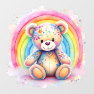 Floral Rainbow Teddy Wall Decal