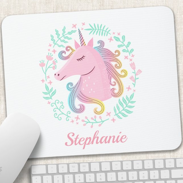 Floral Rainbow Unicorn Mouse Pad (Creator Uploaded)