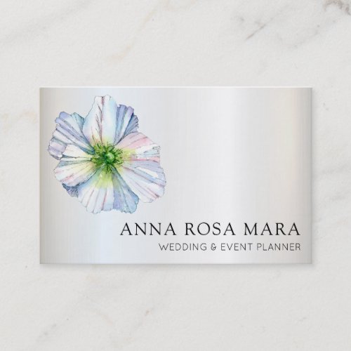  Floral Rainbow White Anemone  QR code Business Card
