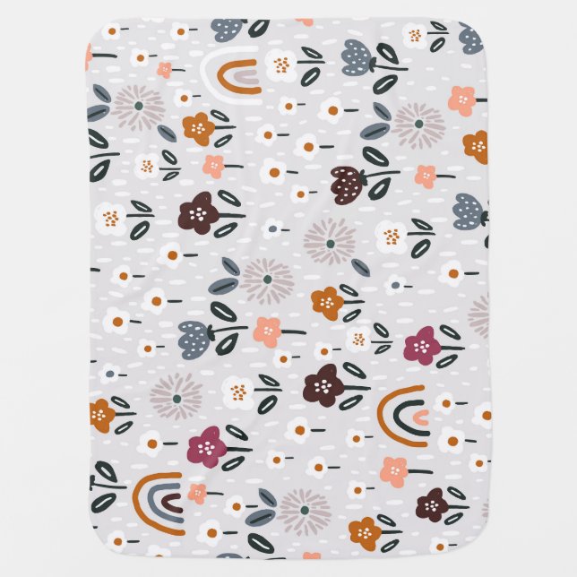 Floral Rainbows: Hand Drawn Seamless Texture Baby Blanket (Front)