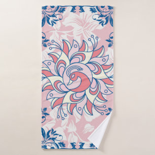 Floral Rangoli Design, Bright Life Bath Towel Set