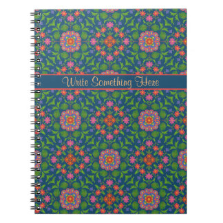 Floral Rangoli on Deep Blue Spiral Notebook