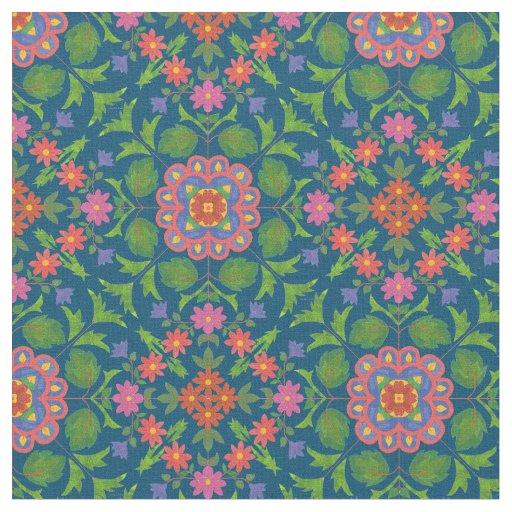 Floral Rangoli Pattern Fabric to Customize