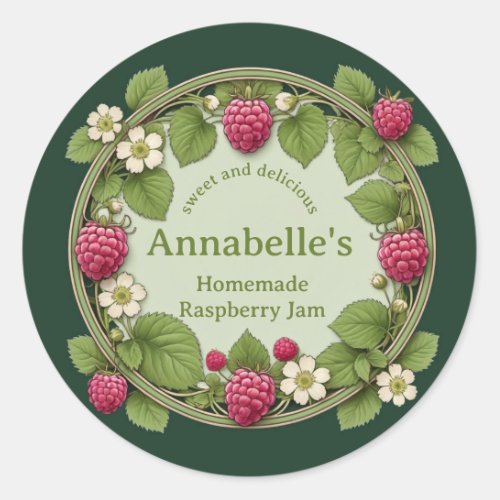 Floral Raspberry Jam Classic Round Sticker