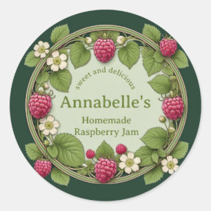 Floral Raspberry Jam Classic Round Sticker