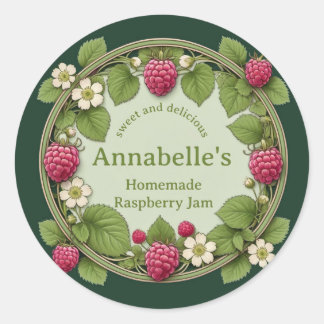Floral Raspberry Jam Classic Round Sticker