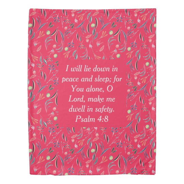 FLORAL Raspberry | Peace Sleep Safety | Christian Duvet Cover (Front)
