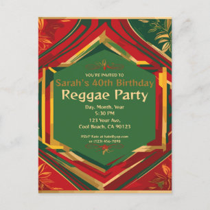 Floral Rasta Colors Customizable Reggae Party Postcard