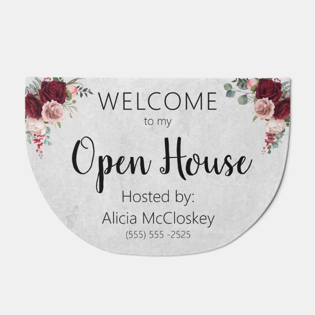  Floral Real Estate Agent Open House  Doormat (Front)