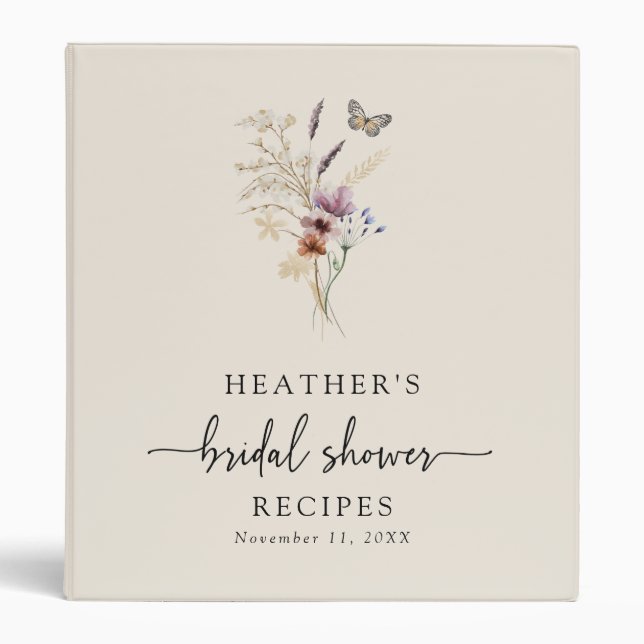 Floral Recipe Bridal Shower Binder  (Front)