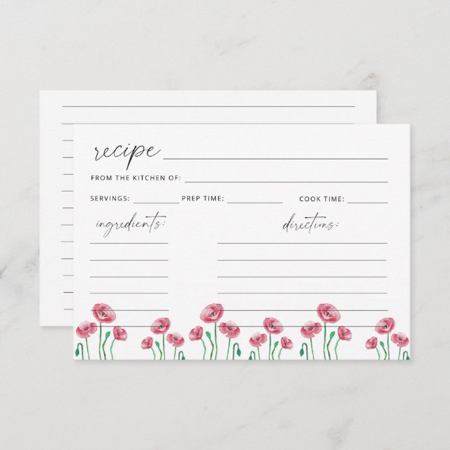 Floral recipe card (Front/Back)