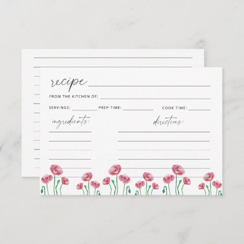 Floral recipe card