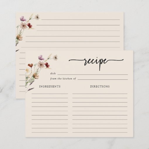 Floral Recipe Card | Zazzle