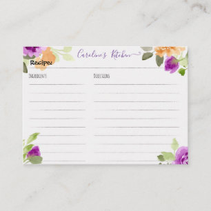 Floral Recipe Card for Bridal Shower