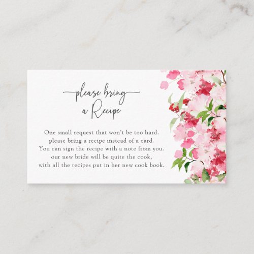 Floral Recipe Enclosure Card