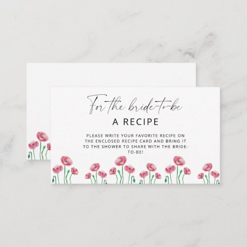 Floral Recipe for the bride to be  Enclosure Card