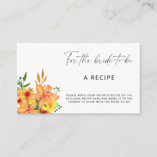 Floral Recipe for the bride to be Enclosure Card