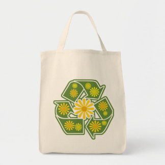 Floral Recycle Sign Organic Grocery Tote Bag