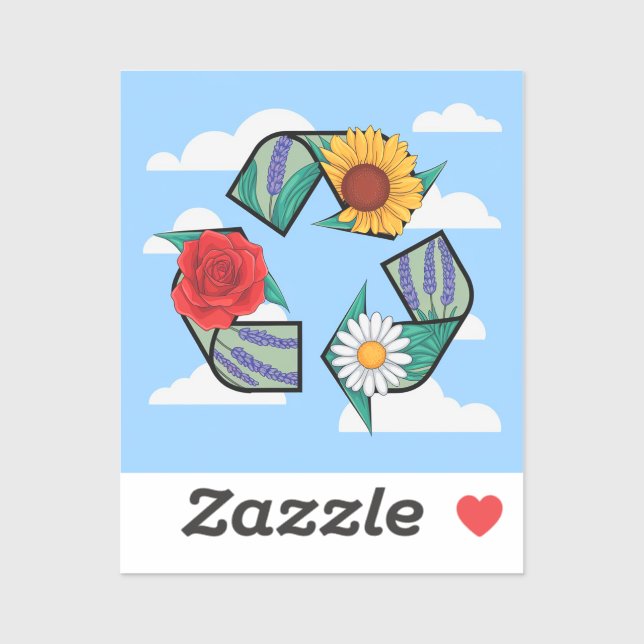 Floral Recycling Symbol | Eco-Friendly Nature Sticker (Sheet)