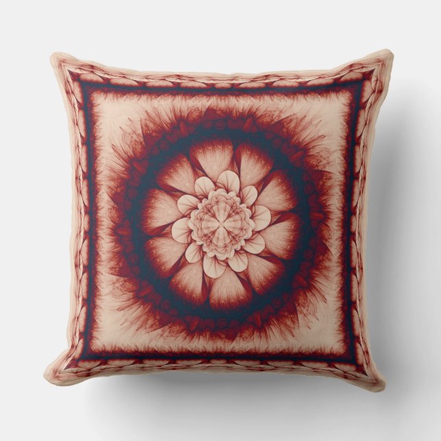 Floral red abstract ornament throw pillow (Front)