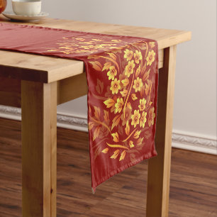 Floral Red and Gold Medium Table Runner