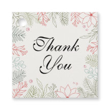 Floral Red And Green Frame Thank You