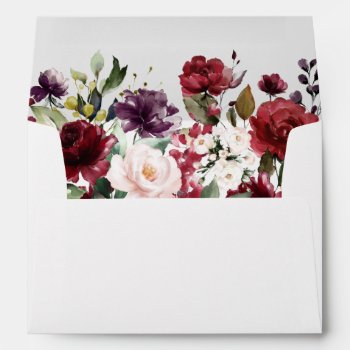 Floral Red And Purple Wedding Invitation Envelope by LangDesignShop at Zazzle