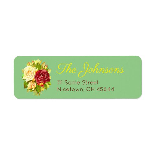 Floral Red and Yellow Rose Address Labels