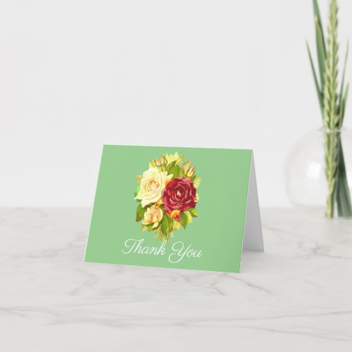 Floral Red and Yellow Rose Thank You Card