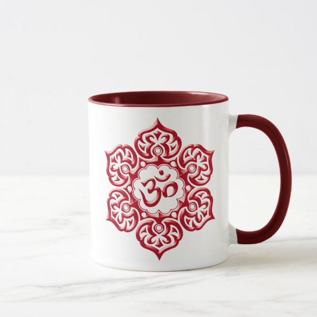 Floral Red Aum Design Mug (Right)