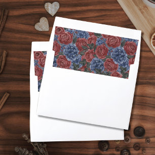 Floral Red & Blue Flower Wedding Envelope Liner