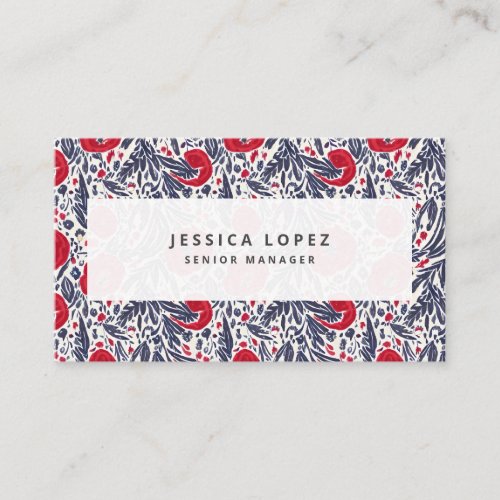 Floral Red  Blue Poppy Floral Generic Template Bu Business Card